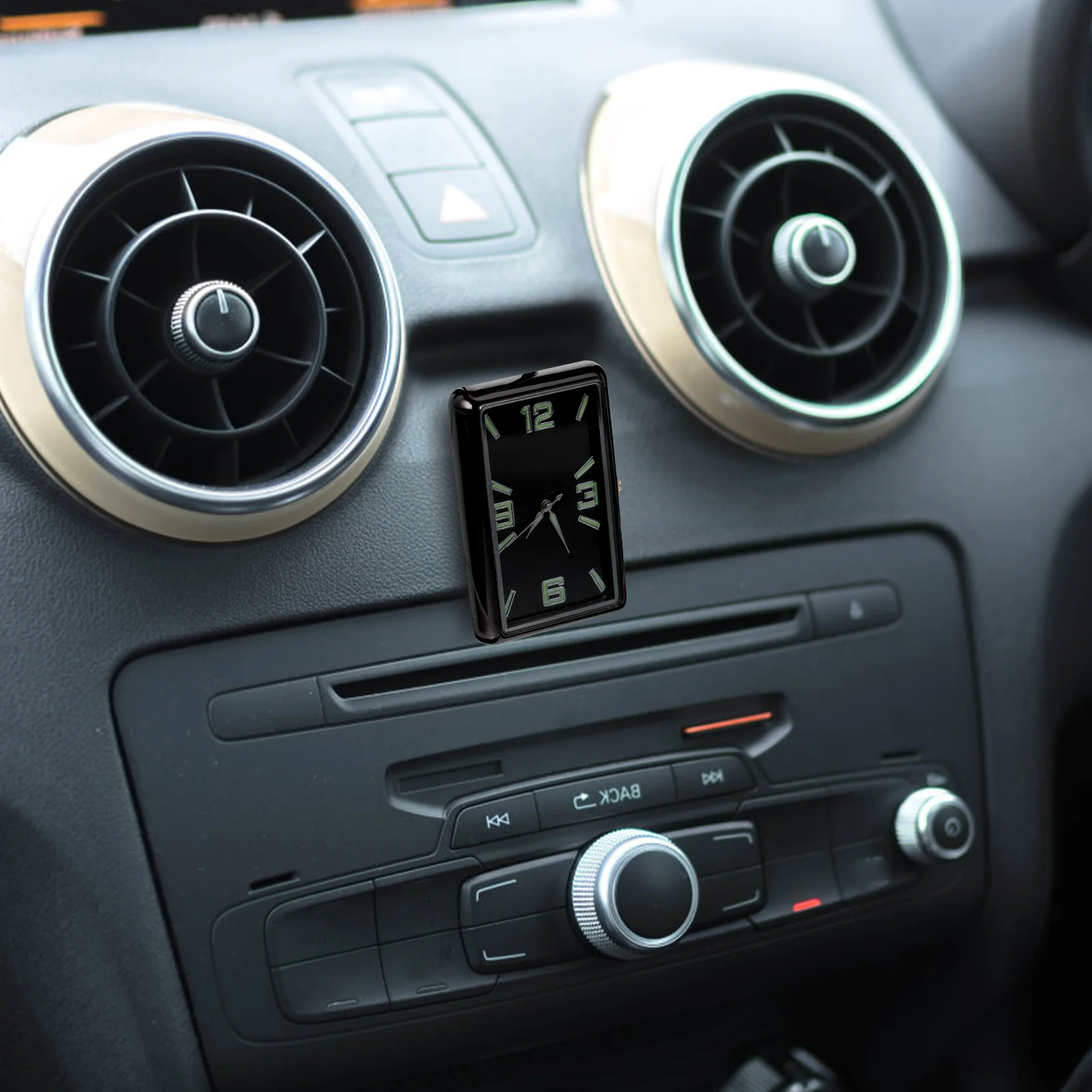 

Car Square Dashboard Clock Mini Adhesive Tiny Analog Clock Fluorescent Luminous Hands Dashboard Decor Universal Timekeeper