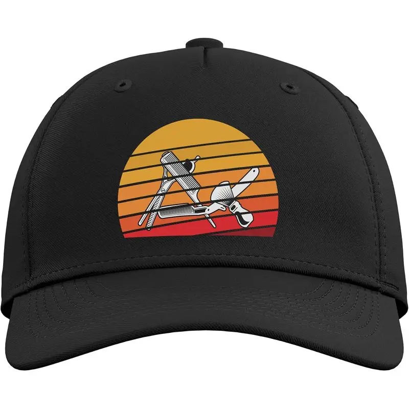 Retro Barber Scissors Razors Barbershop Vintage Gift Idea Adjustable Baseball Hat