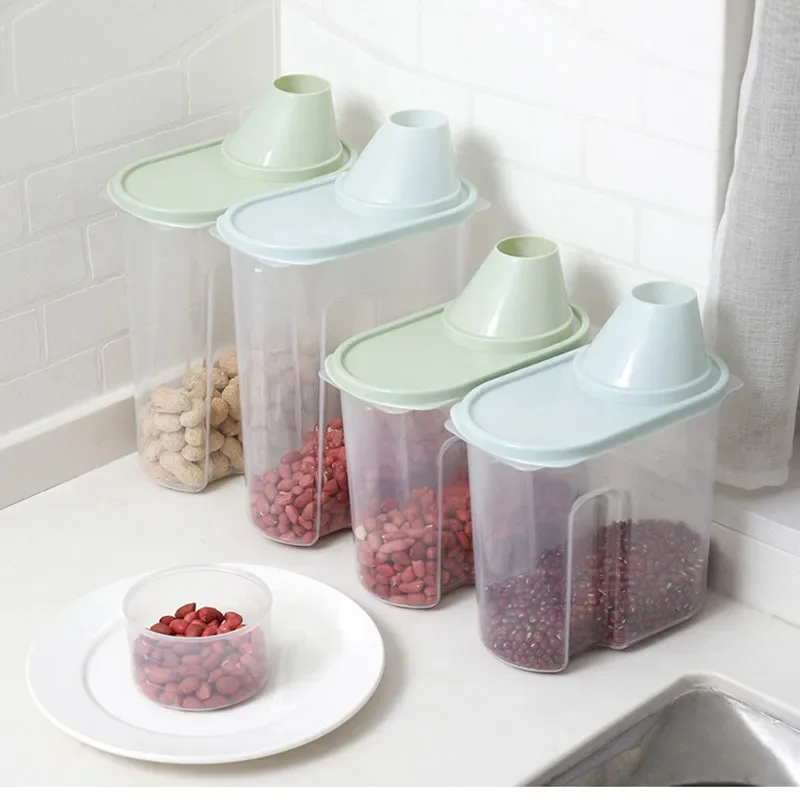 Plastic Cereal Dispenser Storage Box Kitchen Food Grain Rice Container Dried Fruit Snacks Storage Box Flour Grain Storage S/L