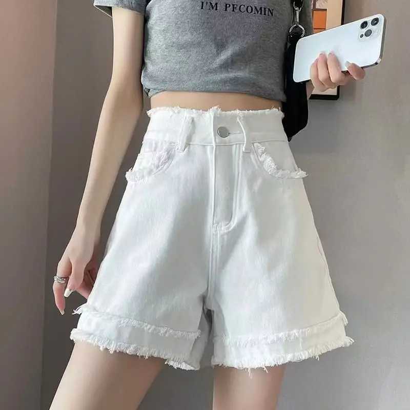 

Woman Retro Denim Shorts Oant Female Fashion Streetwear High Waisted Ladies Casual Summer Jean Shorts with Pockets Trousers Q540