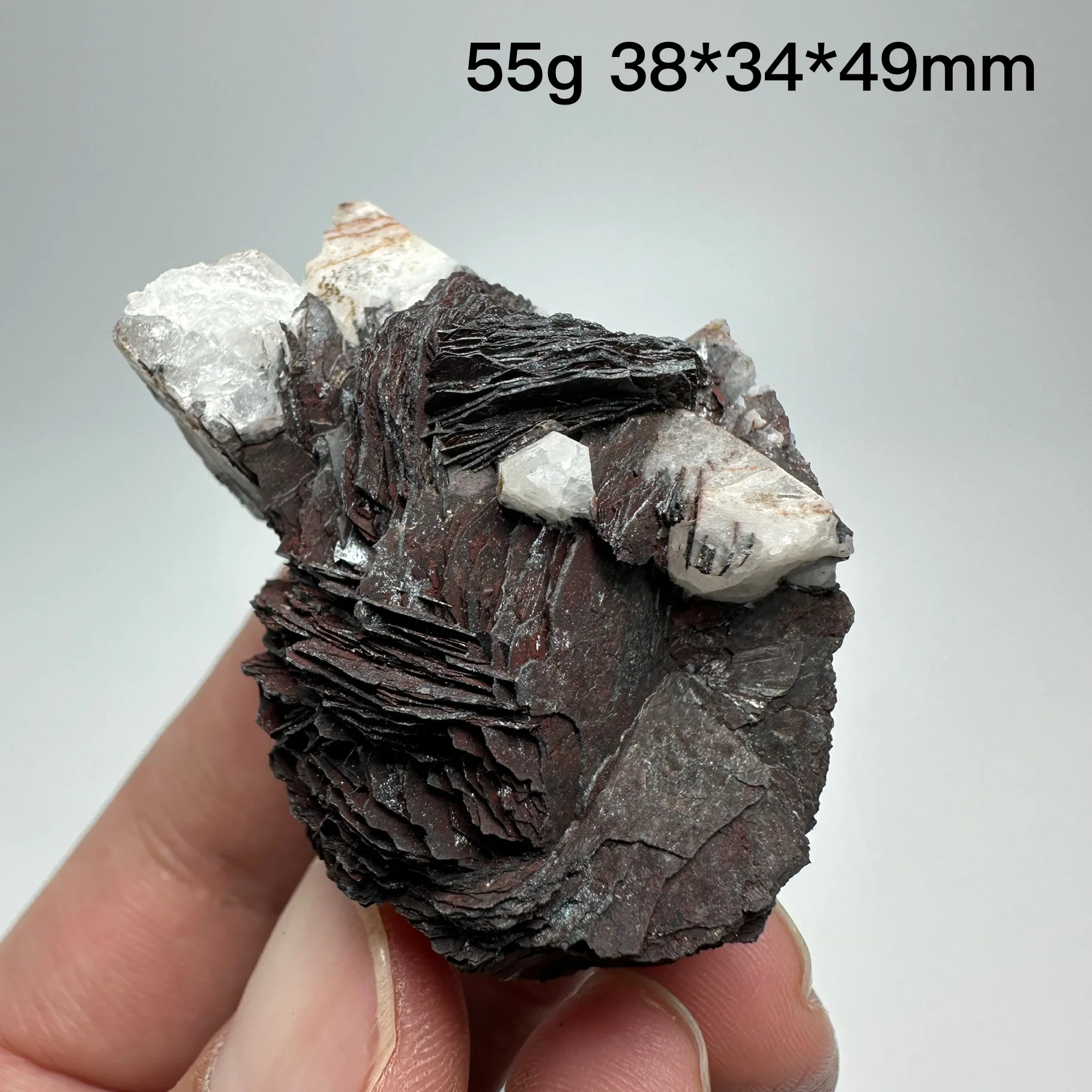 

Natural Raw Specularite Mineral Specimen Specular Hematite Crystal Quartz Symbiosis Healing Stone Home Decor