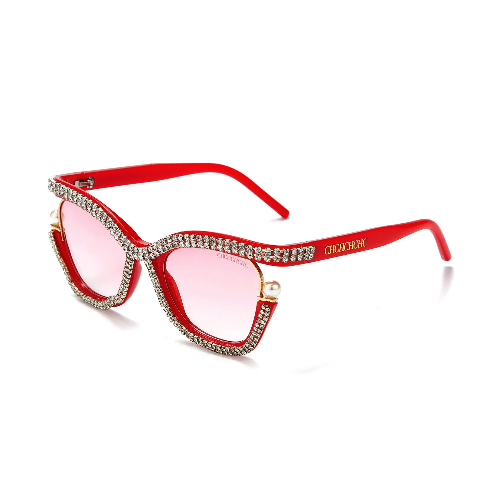 CHHC Bling Bling Occhiali da sole da donna, Tonalità Cat Eye retrò virali Instagram, Decorazione con strass Moda di lusso