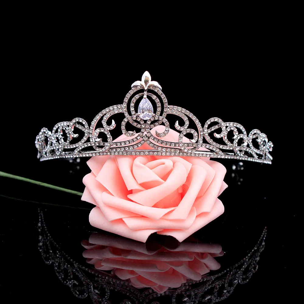 Wedding Jewelry Girls' Birthday Crown Headdress High-end Crystal Zircon Crown Headband Children's Performance Headband Hair Acce