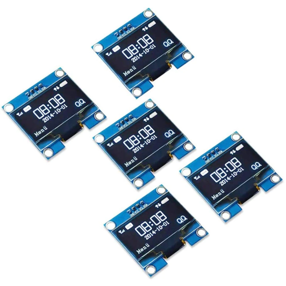 

5-дюймовый 4-контактный модуль I2C IIC связи 0,96x64 OLED, белый дисплей, 5 шт.