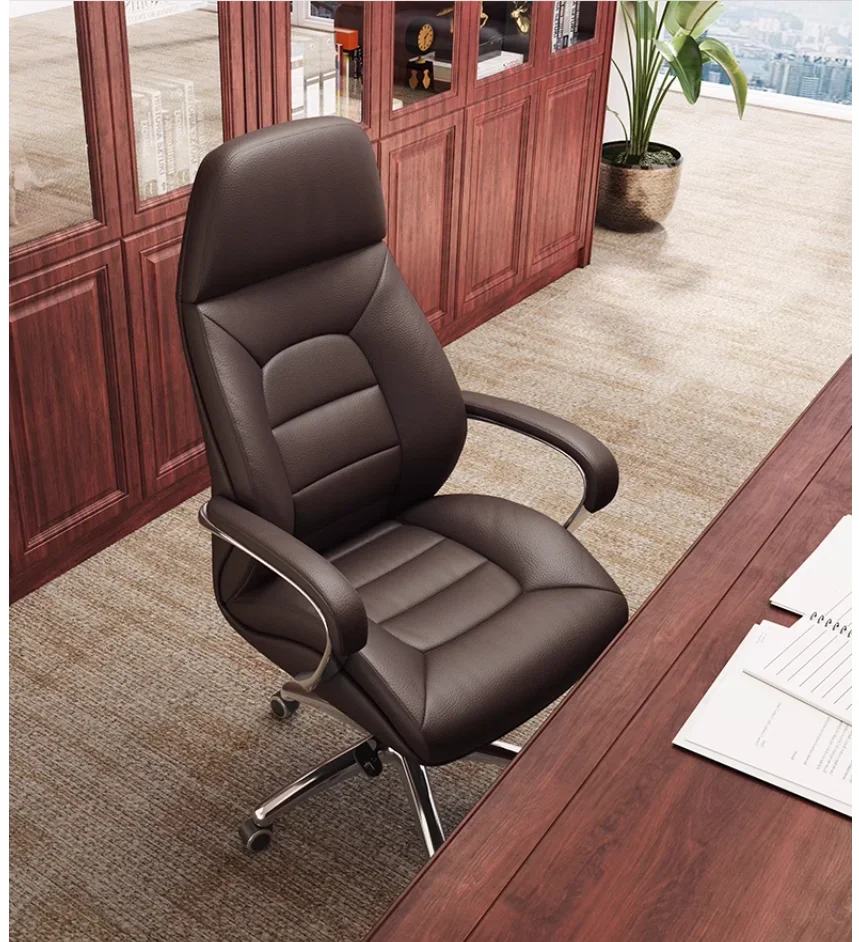 Leather boss chair Business home comfortable office sedentary large class chair Officer Computer chair