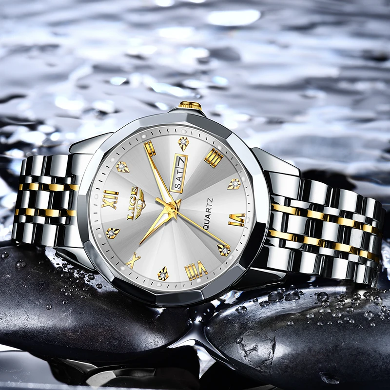 LIGE New Women Watches Luxury Fashion Ladies Quartz Watch Waterproof Luminous Date Stainless Wristwatch Girlfriend Lovers Gift