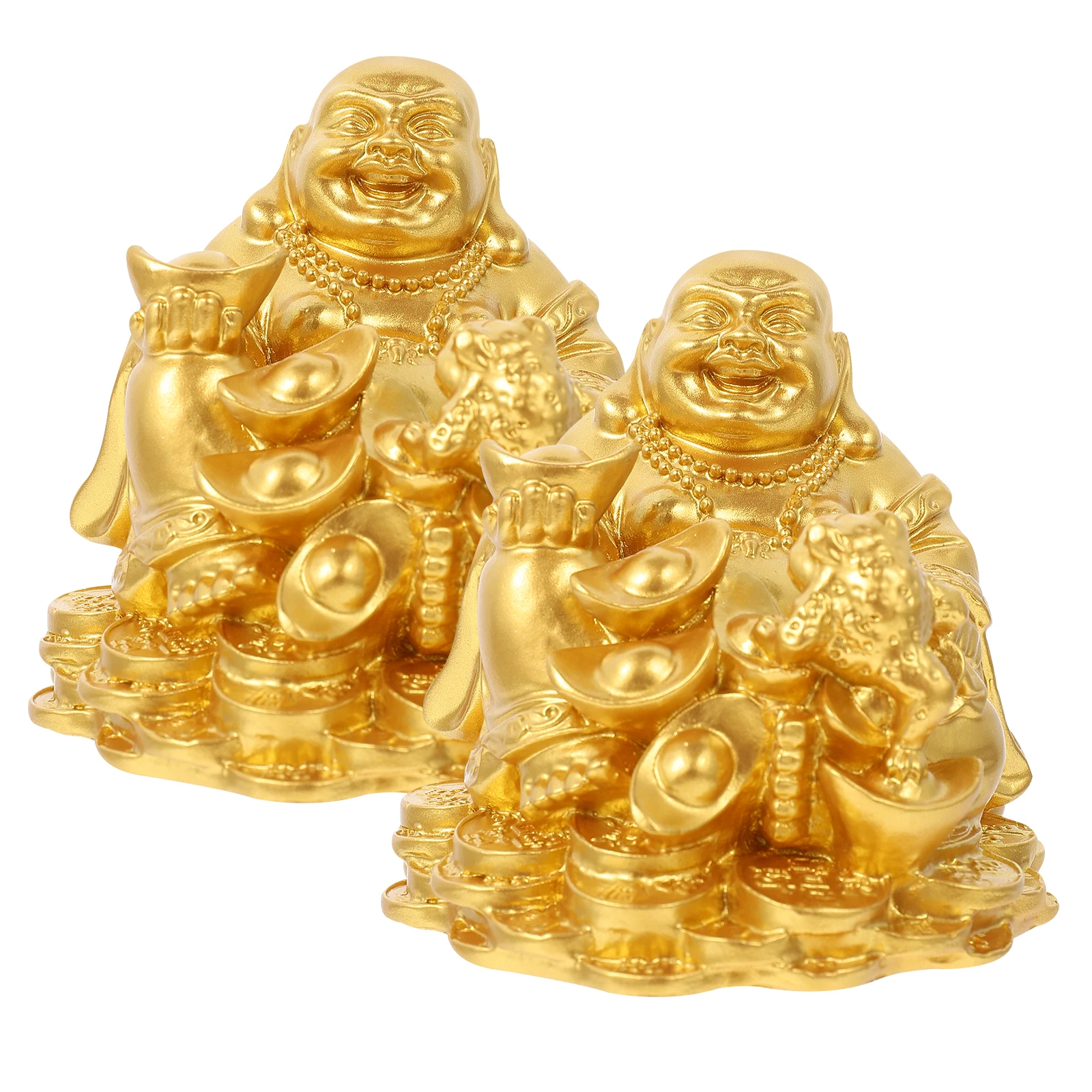

2Pcs Resin Maitreya Sculpture Unique Home Decor Feng Shui Ornament Exquisite Gift Home Adornment