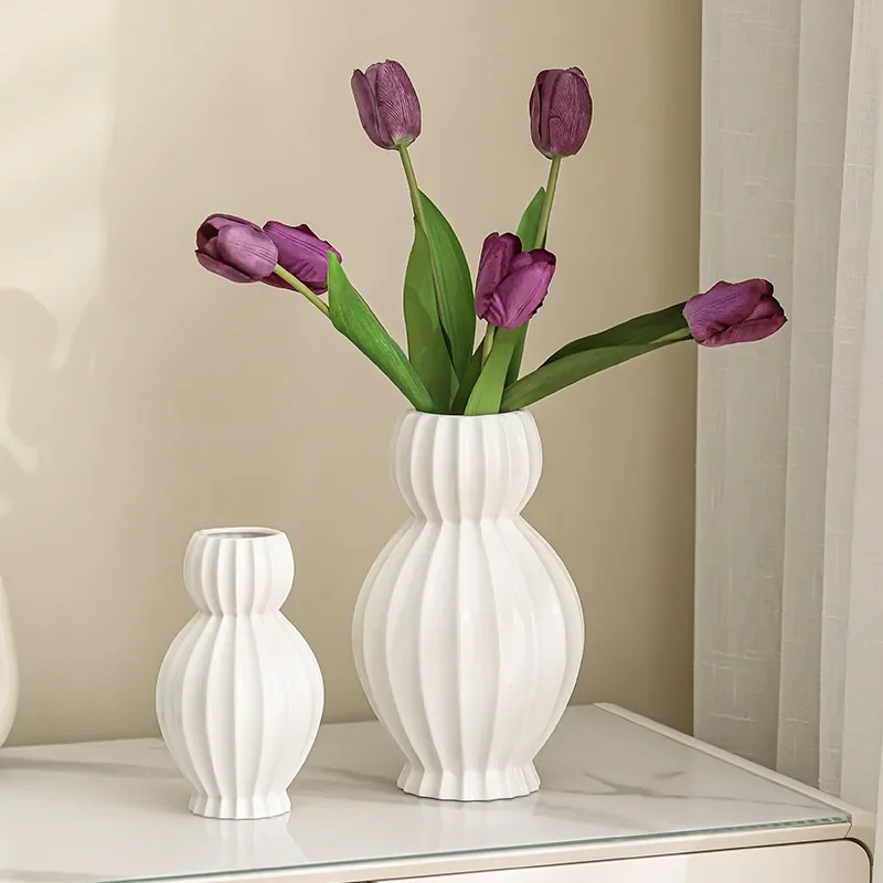 for Black Ceramic Vase High End Living Room TV Cabinet Desktop Decoration Ornament Retro Chinese Big Belly Flower Arrangement