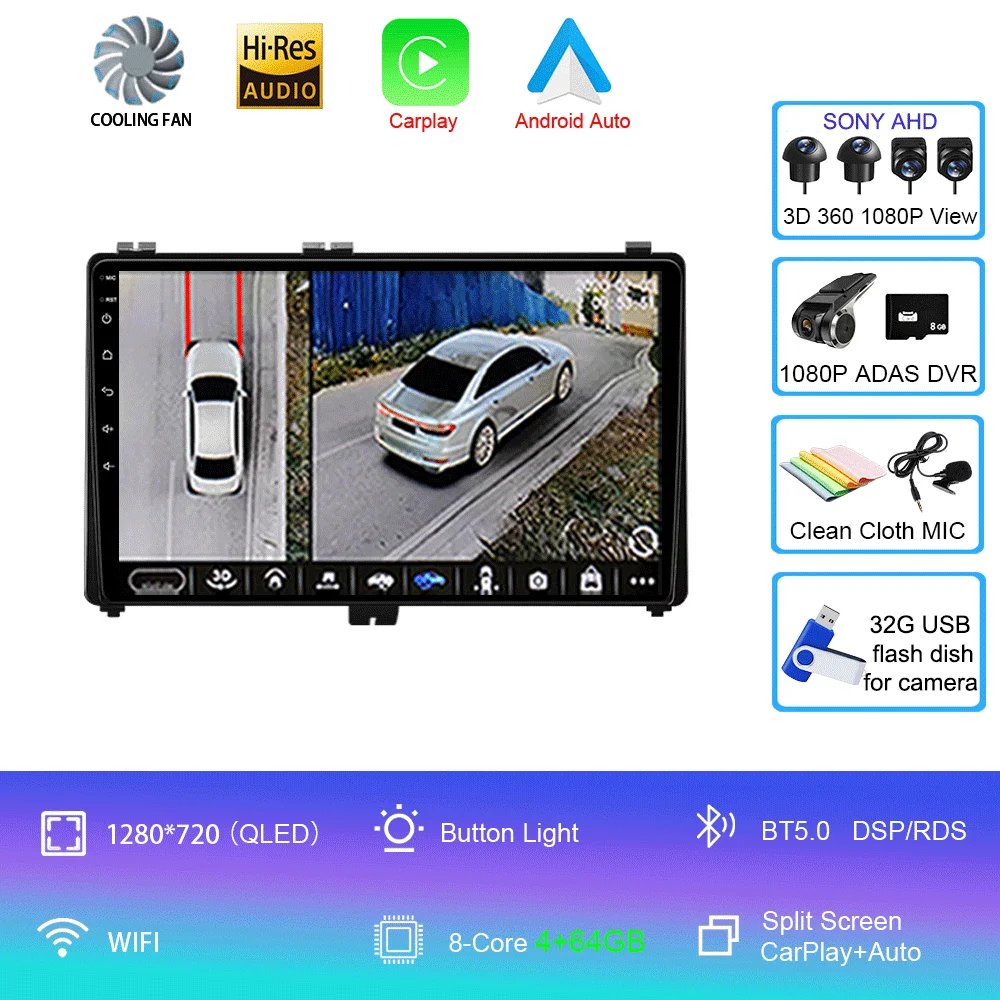 Android 16 voor Toyota Corolla Auris 2017 2018 Carplay Auto GPS Navigatie Autoradio DSP Head Unit BT Videospeler 2 Din Stereo