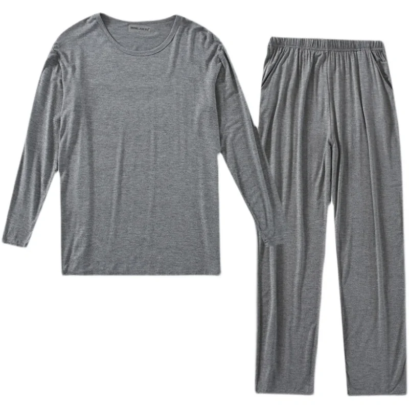Modal Heren Spwear Dunne Lange Sve Lange Broek Losse Grote Maat Airconditioning Pak Thuis Kleding Set Zomer Lente Herfst