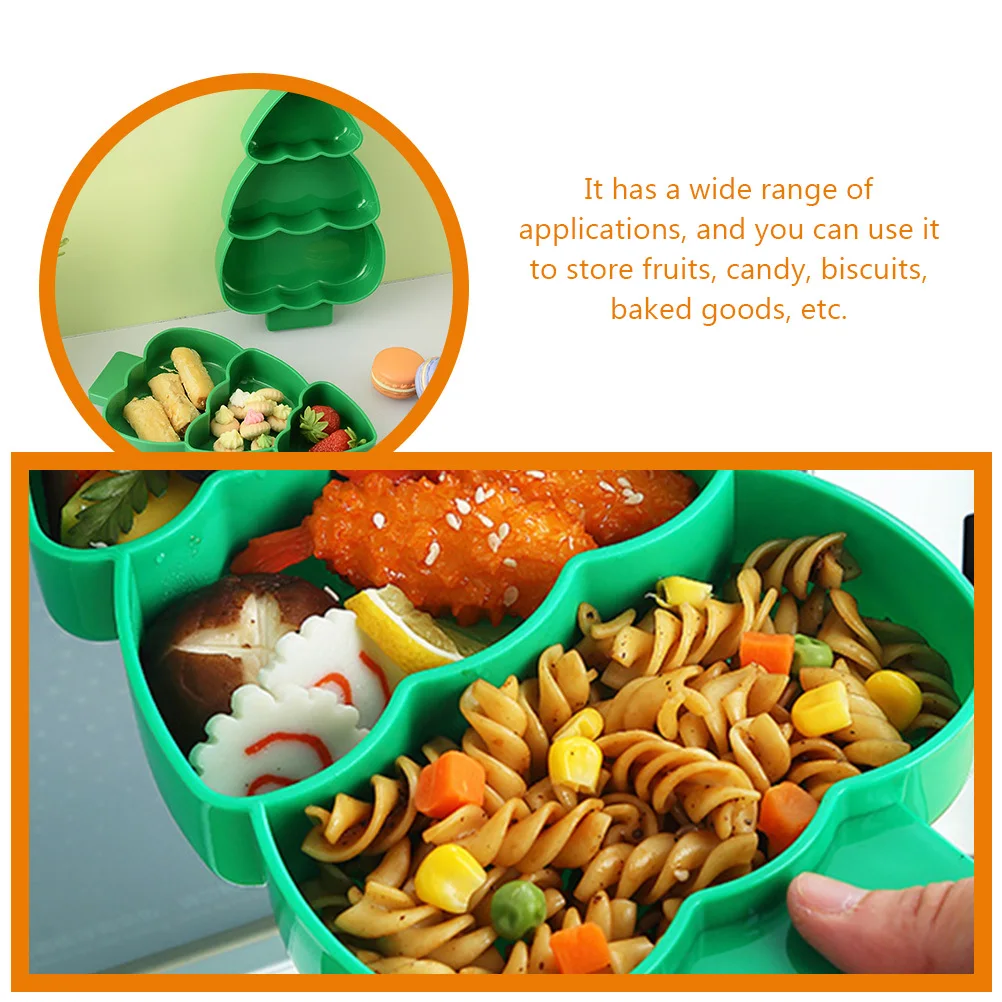 

Christmas Tree Snack Plate Reusable Plastic Multi-Grid Compartment Candy Tray Dessert Fruit Serving Dish for Home Outdoor