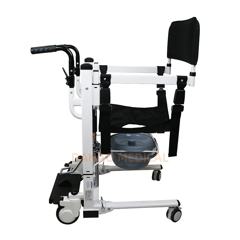 Home Health Care Medical Supplies Foldable Steel Hydraulic Bedside Patient Lift Commode Transfer Chair 100KGS Capacity 50-76cm
