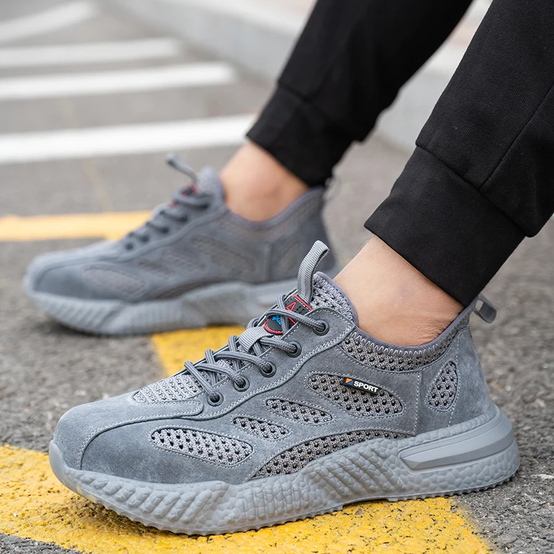 Summer Work Shoes with Protection Breathable Lightweight Safety ShoesSteel Toe Cap Working  Male Construction Work Mesh Sneakers