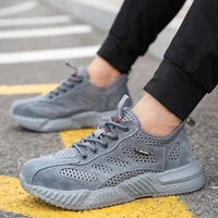Chaussures de travail d'été avec Protection, chaussures de sécurité légères et respirantes, embout en acier, baskets de travail en maille pour hommes et femmes 2