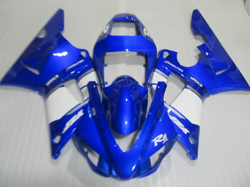 New hot moto parts Fairing kit for Yamaha YZF R1 98 99 blue white fairings set YZFR1 1998 1999 DC08