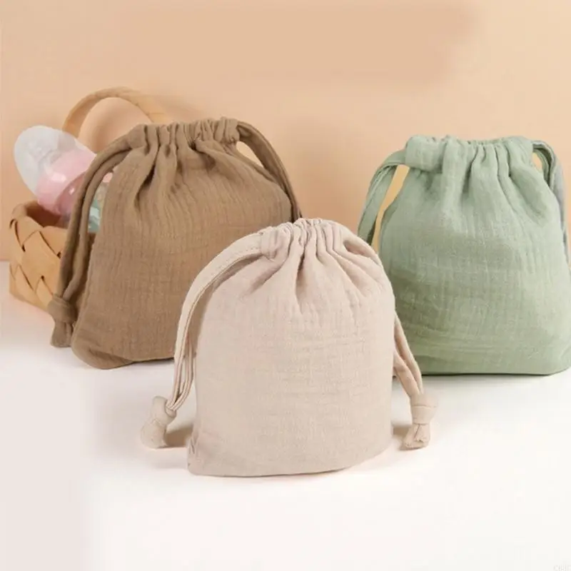 أكياس تخزين صديقة للأطفال قابلة لإعادة الاستخدام C63C منظمات قطنية متينة يسهل حملها لملابس اللهايات والأشياء الصغيرة