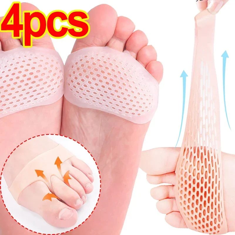 Silicone Metatarsal Pads Toe Separator Pain Relief Foot Pads Orthotics Foot Massage Insoles Forefoot Socks Foot Care Tool 2pcs