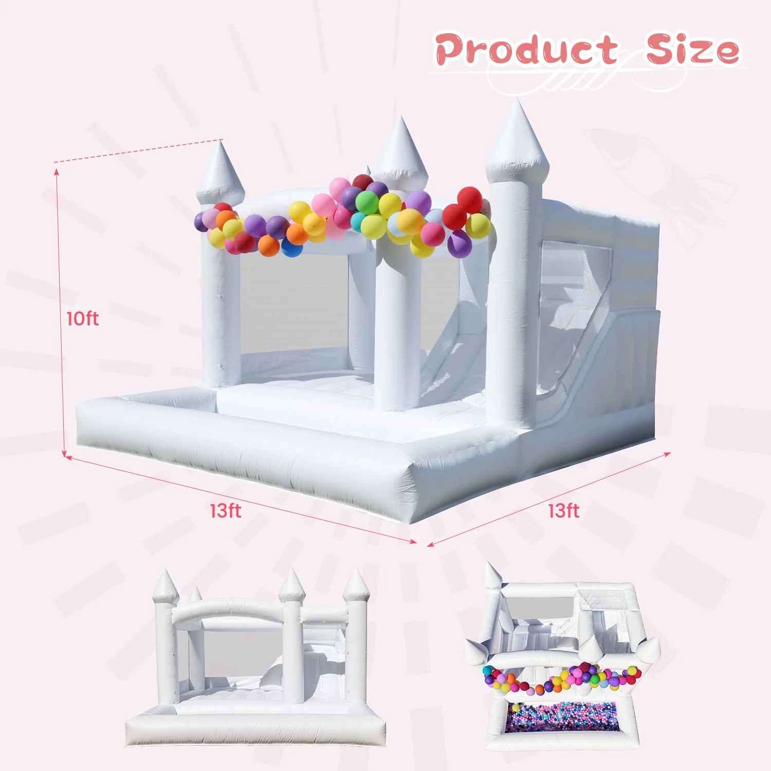 13ft Commercieel PVC Wit Bounce House Opblaasbaar Bruiloftskasteel voor Volwassen Kinderen Kinderspeeltuin, kinderspeelgoed