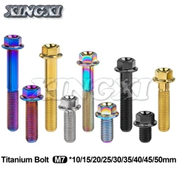 Xingxi Titanium Bolt M7 Length 10 15 20 25 30 35 40 45 50mm Pitch 1.0mm Hex Flange Head Screws For Bicycle Motorcycle