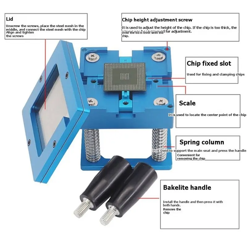 Light Weight Jig With Handle 90X90mm BGA Reballing Kit Station 90Mm Universal Stencil Template Holder Fixture 0.3-0.76Mm