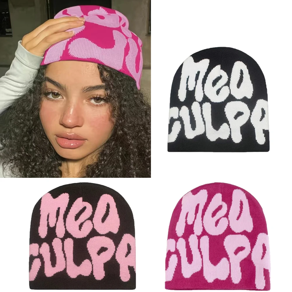 Winterliche Neuheit: Hip-Hop-Style Strickmütze mit Buchstabenmuster, Grenzüberschreitend Beliebte Camouflage-Jacquard-Strickmütze mit Verstärkter Zehenkappe