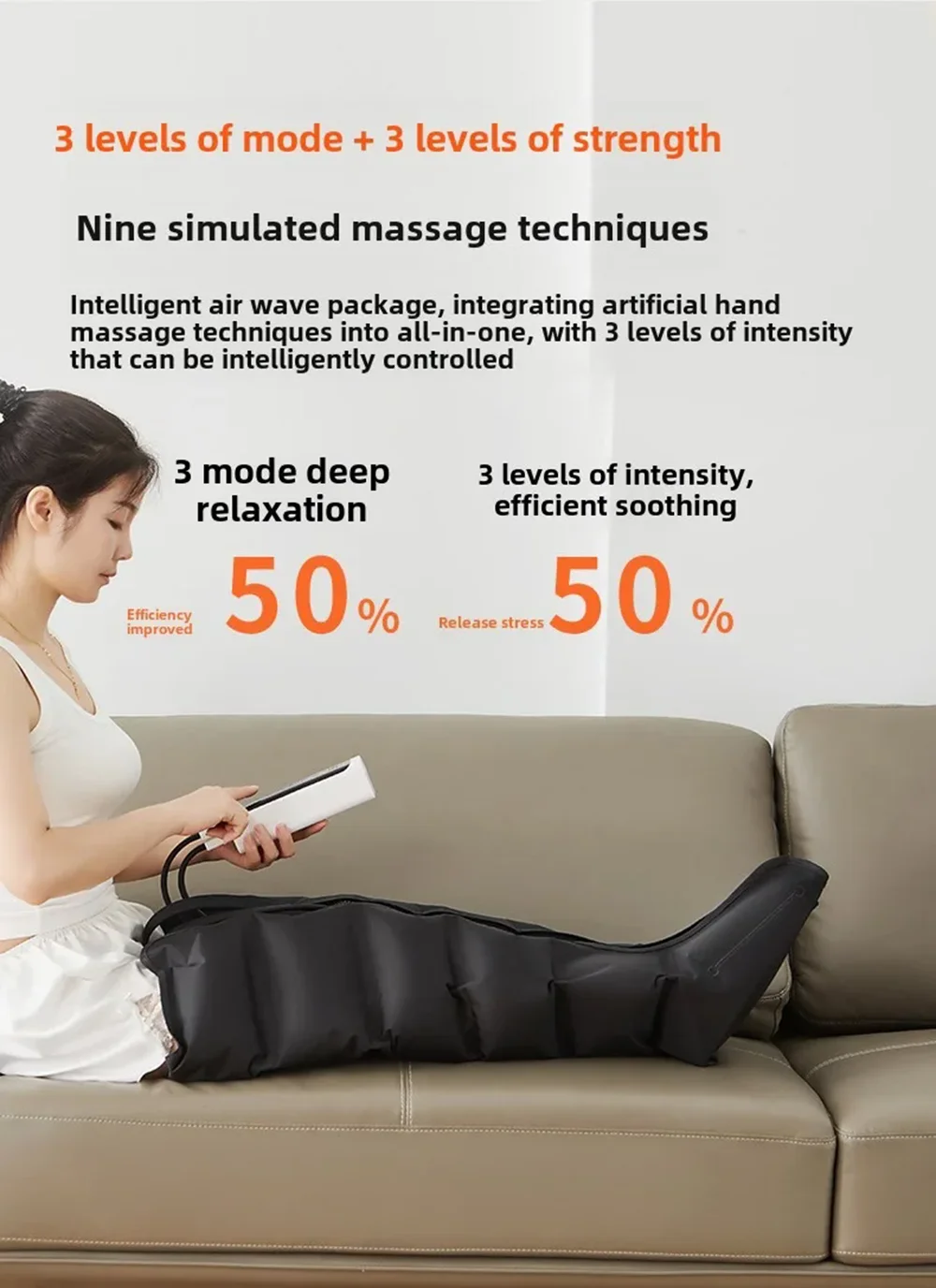 Air Compression Leg Massage 6 Airbag Pneumatic Boots Used for Circulation and Leg Muscle Relaxation to Relieve Varicos Veins