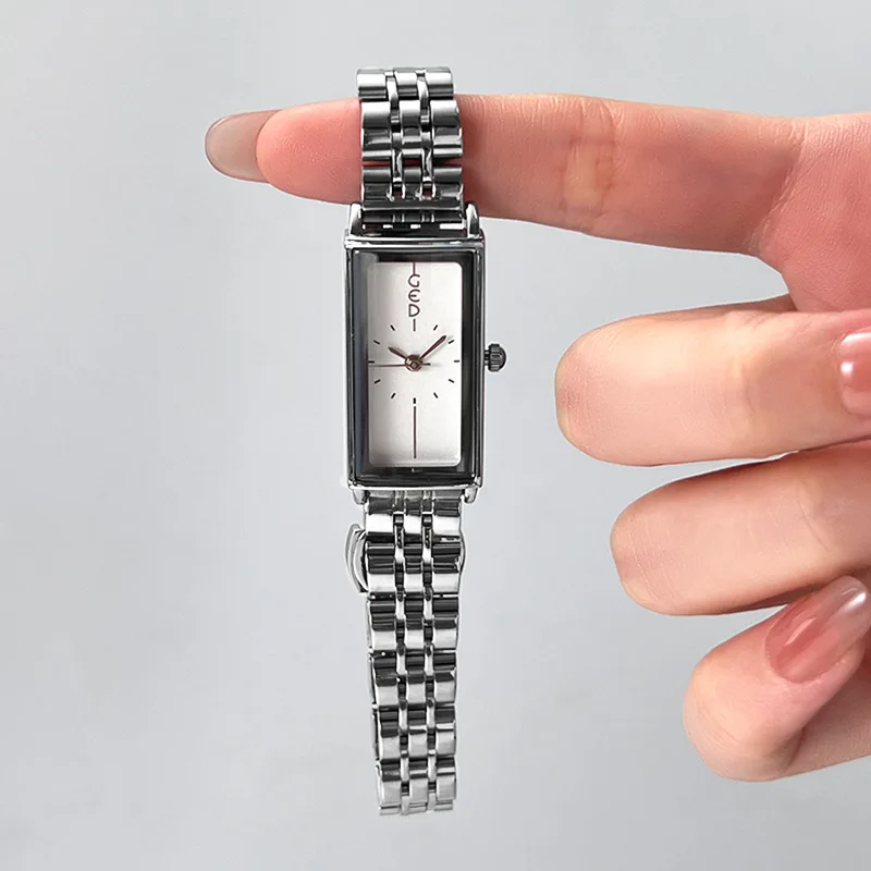 GEDI Vintage Luxury Rectangular Stainless Steel Strap Watch for Women - Minimalist Retro Stylish Quartz Wristwatch