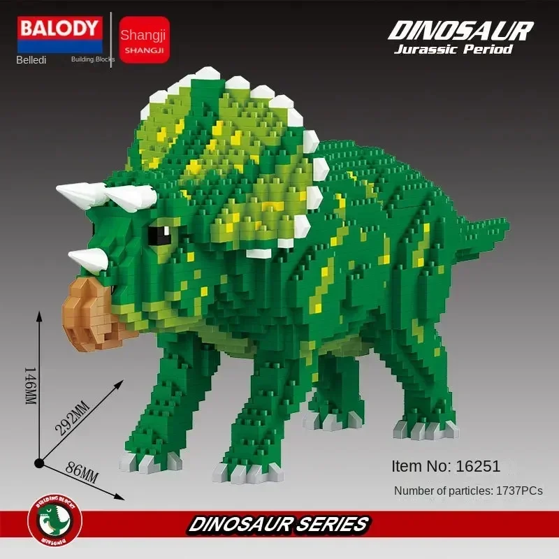 BALODY Dinosaur Building Blocks Puzzle Mini Diamond Blocks Dinosaurs Collection Kids Hobby Cartoon Models of Dinosaurs 1500+ pcs