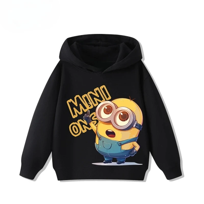 Selected Daily Features of Children's Hoodies, Anime Minions, Printed on Both Sides, Wearing Warm Hoodies for Sports