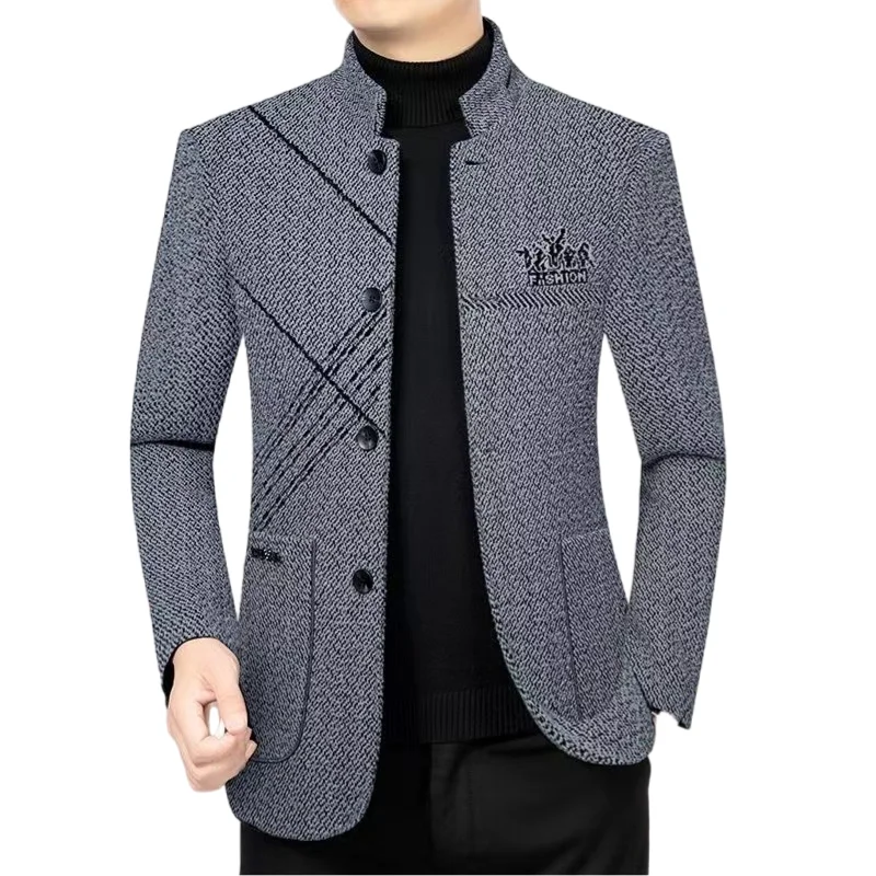 2024 High Quality Men's Business Fashion Handsome 100 Fashion Casual New Stand Collar Suit Jacket  Luxury Men Winter Jacket