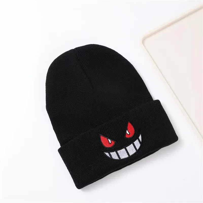 Anime Unisex Winter Gengar Hat Adult Kids Embroidered Knitted Autumn Winter Warm Hat Christmas Gift Cosplay Prop