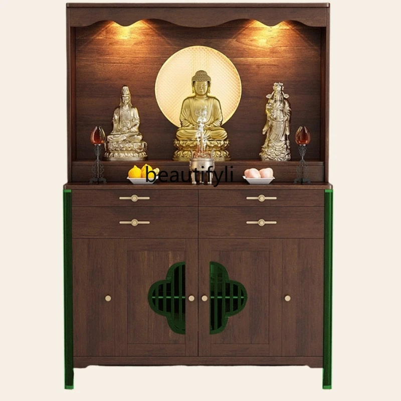 

Style Solid Wood Buddha Shrine for Home Use, Buddha Cabinet Worship Table for God of Wealth, Buddha Hall Offering Table