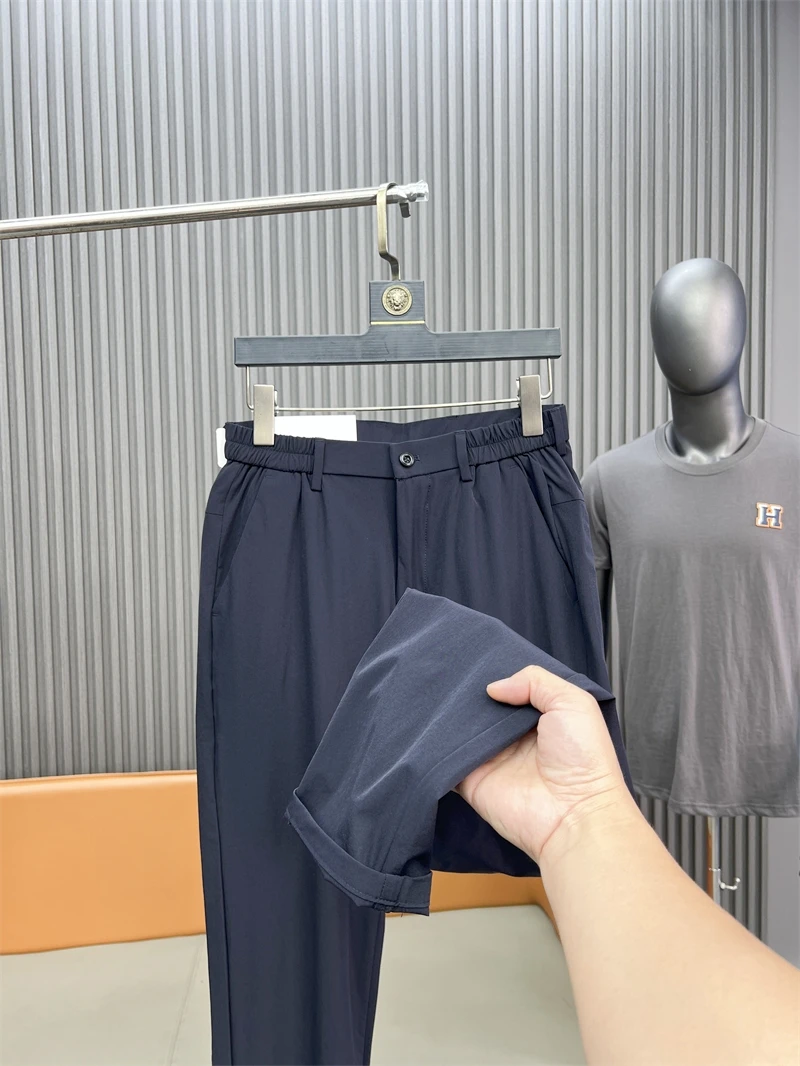 

Ultra-Thin Breathable Ice-Oxygen Bla Tech Men's Slim Straight Casual Long Pants Summer Faion Comfortable Pampa&