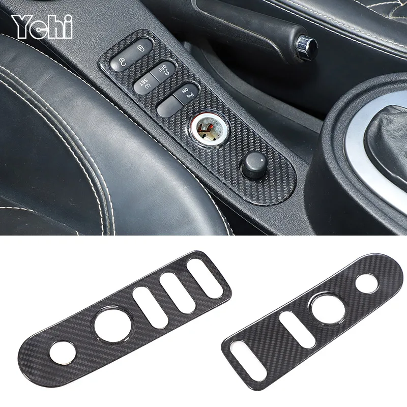 For SEAT Leon MK2 Altea 2005-2012 Real Carbon Fiber Car Gear Shift Panel Door Lock Button Switch Frame Trim Sticker