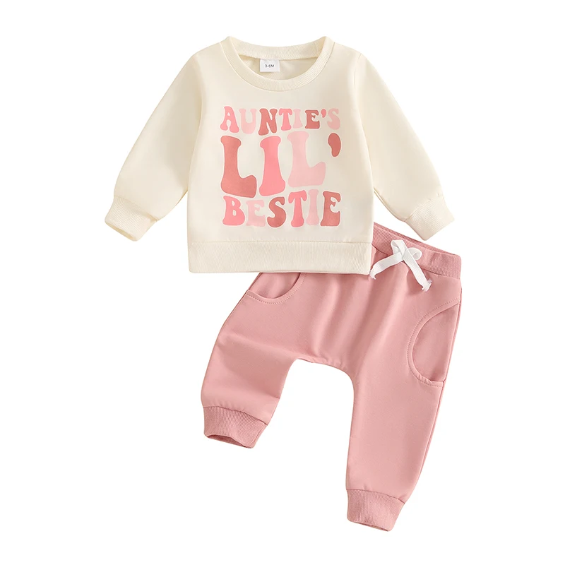 

Toddler Little Girls 2PCS Fall Sets Long Sleeve O Neck Letter Print Tops Drawstring Pants