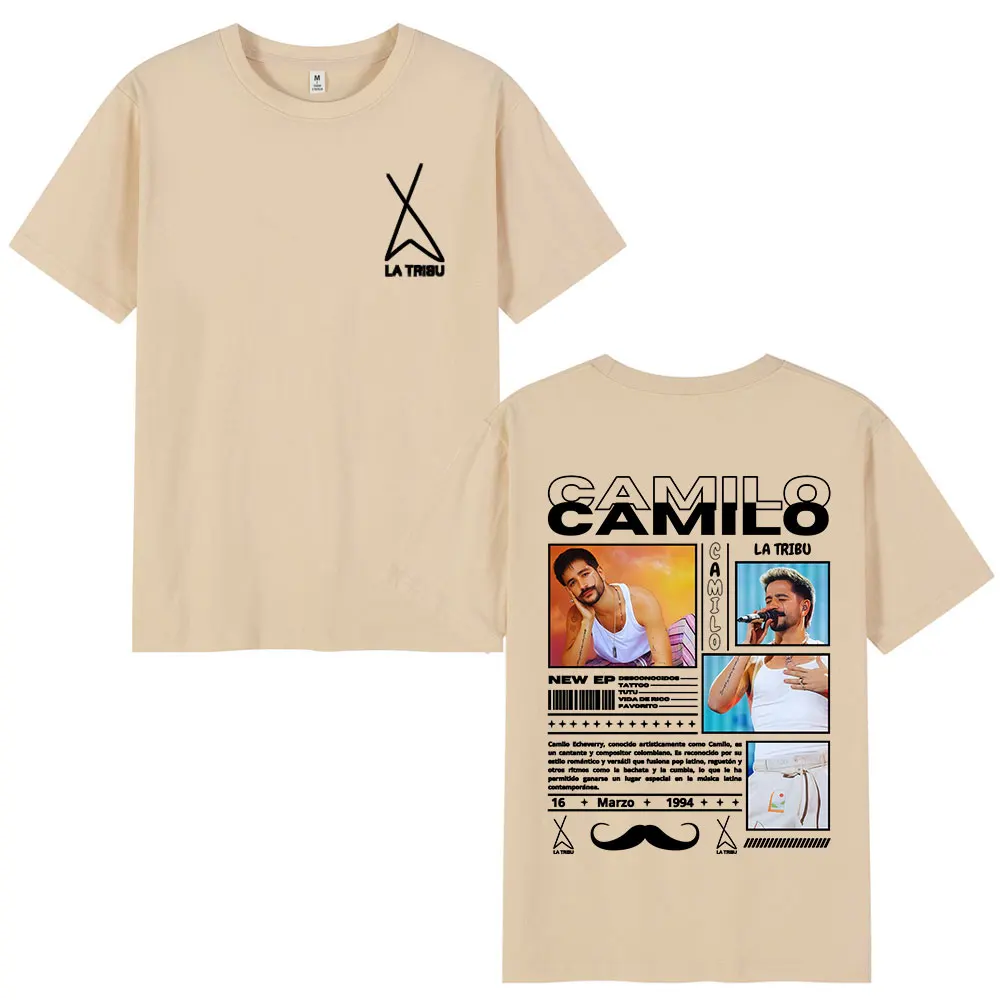 Sänger Camilo La Tribu Album T-Shirts Herren Damen Kleidung Mode Hip Hop Übergroße T-Shirts Baumwolle Casual T-Shirt Streetwear – Detail 6