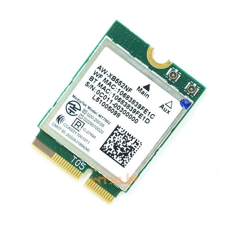 MT7902 wifi 6E network card AW-XB552NF Tri-Band 2.4G/5G/6G 802.11AX/AC wireless KeyE M2 Card Bluetooth 5.2 For Win 11 Linux