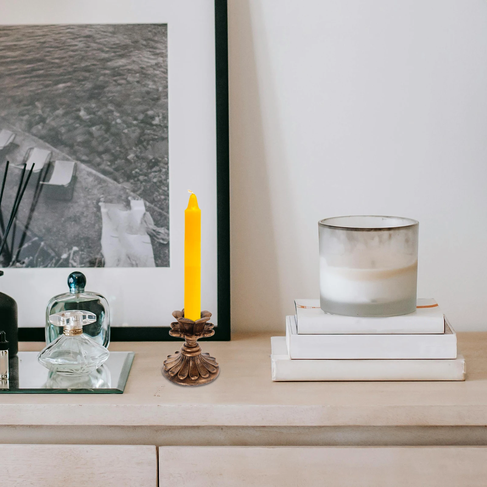 

Vintage Candlestick Holder Resin Holder For Pillar Taper Candles Home Wedding Table Decor Farmhouse Living Room