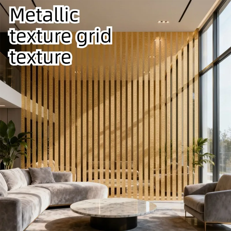 40CM×3M/Doll Self Adhesive Metallic Stripe Wall Sticker Faux Grille Panel Wallpaper Roll for Living Room TV Background Decor