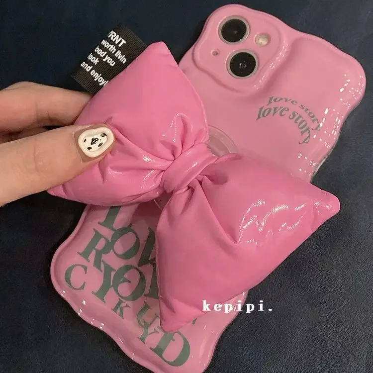 

Korean Ins Spicy Girl Pink Bow Iphone 14ProMax Phone Case 2023 Hot Coll Girl IPhone 13/11 New XR Soft Case 12