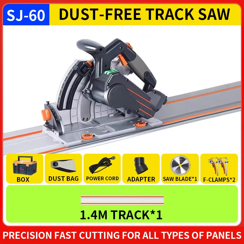 SJ-60 Dust-Free Track Saw for Woodworking Brushless Electric Circular Saw Panel and Gypsum Board Cutting Machine Guide Rail Cutt