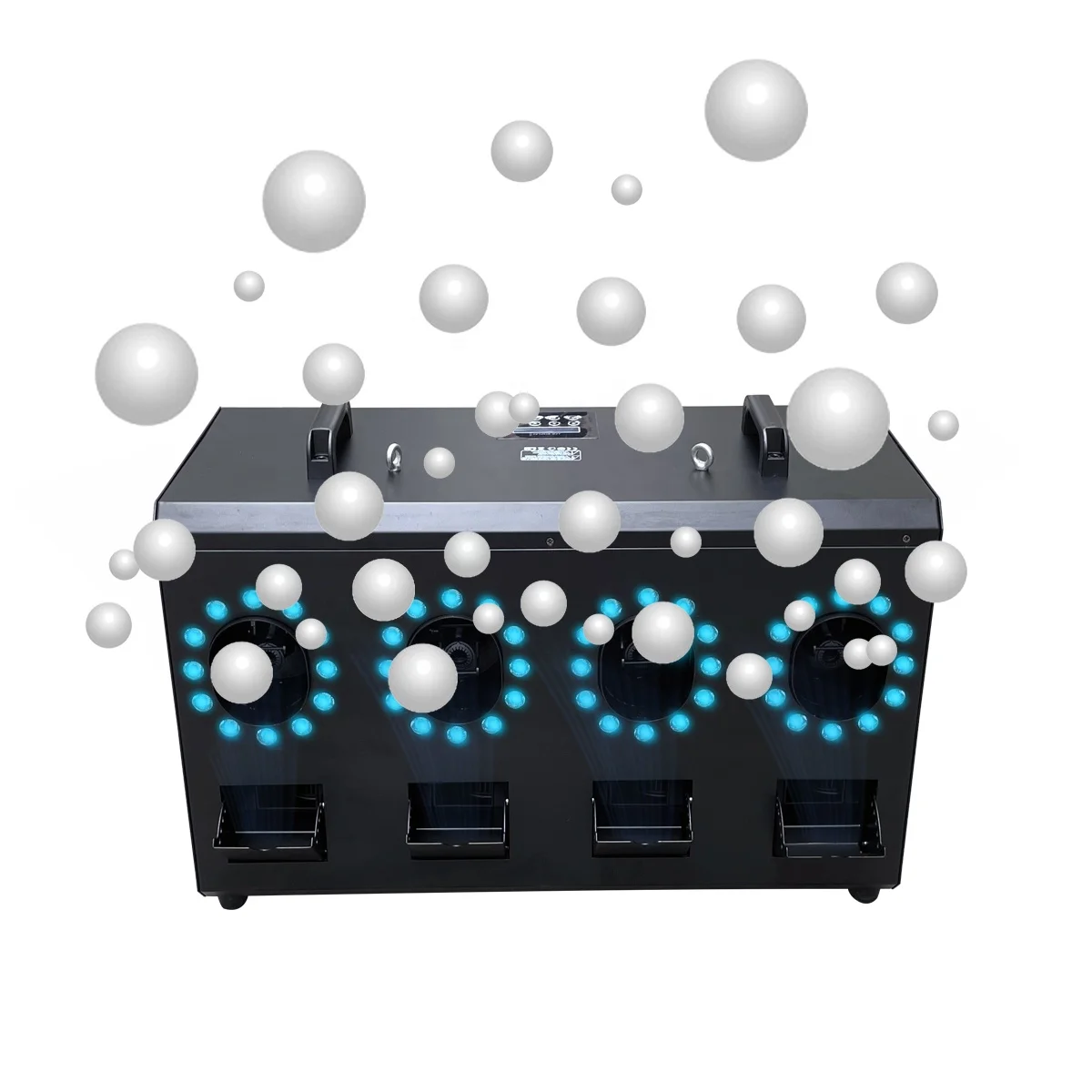 Built-in LCD Manual and DMX Control Fog Inside of Bubbles Machine 4pcs Powerful Blowerfan RGBW LED Bubble with Smoke Machine
