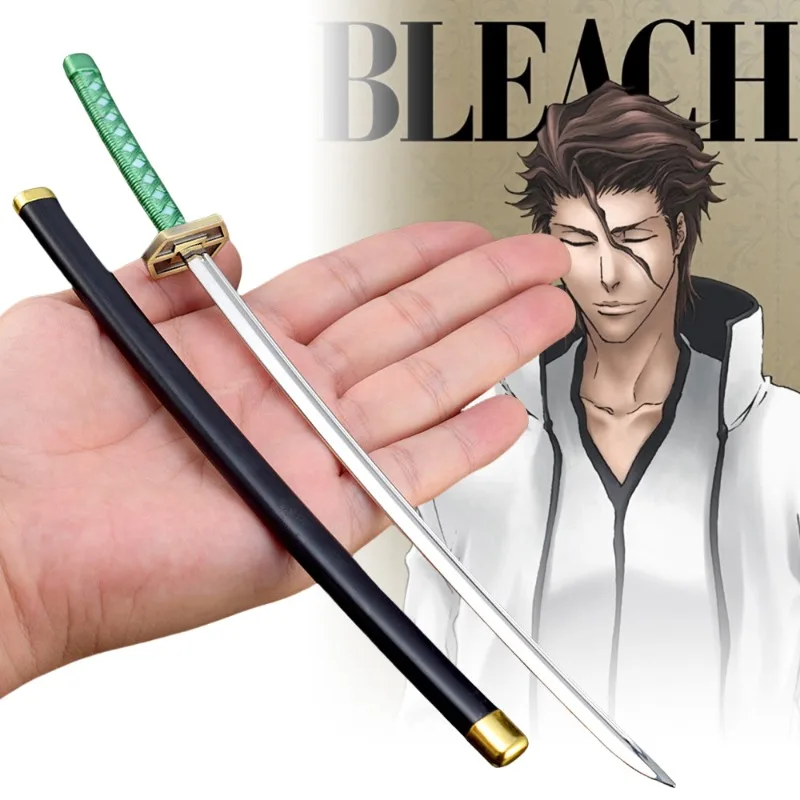 Anime Bleach Katana Kurosaki Ichigo Fake Sword Aizen Metal Ninja Knife Blade Real Size Japanese Katana Samurai Sabre Kid Toy