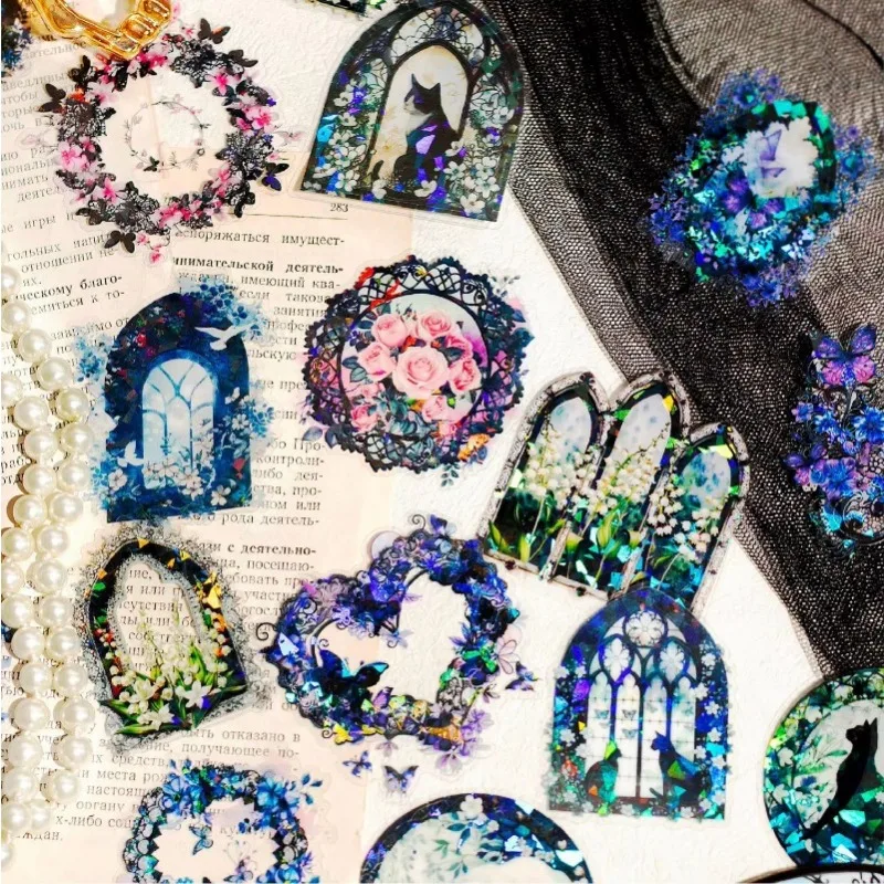 

20 листов в упаковке, наклейки для домашних животных с кружевом, садовые наклейки из материала «сделай сам», декоративные наклейки для вырезания альбомов «сделай сам», фон 95*95 мм