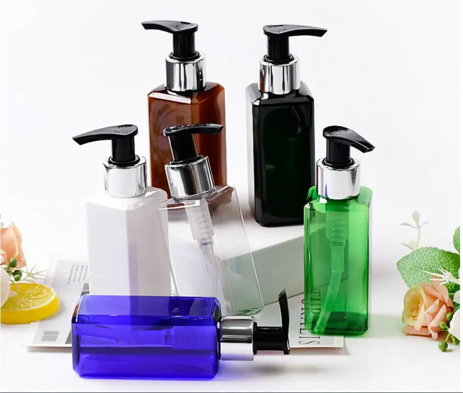 120ml square plastic PET BOTTLE left right pump toilet water lotion emulsion serum essential toner skin cosmetic packing