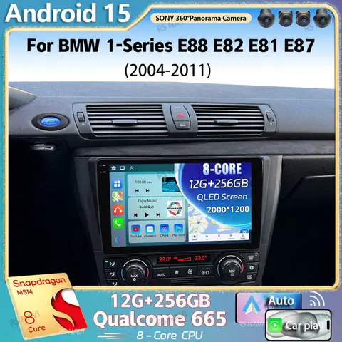 BMW 1 시리즈 E88 E82 E81 E87 2004-2011용 안드로이드 15 2K QLED 안드로이드 카 라디오 멀티미디어 비디오 플레이어 GPS 4G 카플레이 스테레오