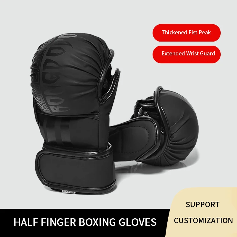 

Rongduoudo Bread Большие пенопластовые боксерские перчатки ММА Боксерские перчатки с половиной пальца для детей и взрослых Тренировочные боевые утолщенные перчатки с пятью пальцами