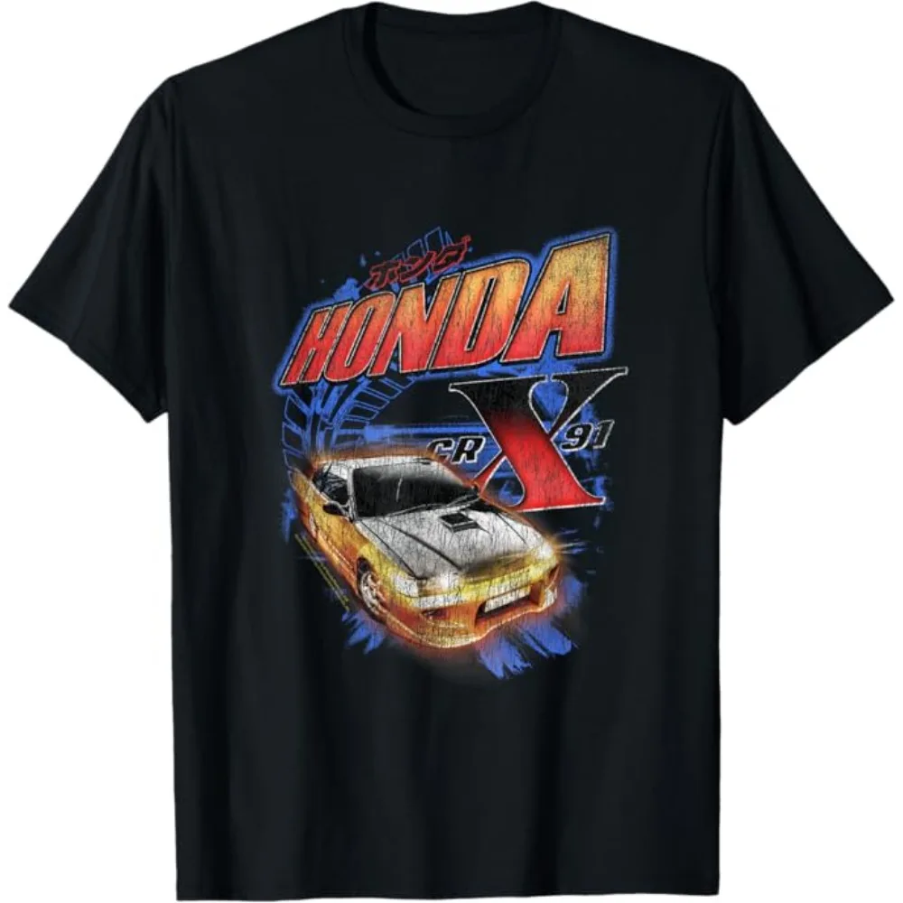 

Honda Men's and Women's T-shirt CR-X 91 Neon Hatchback Tee Summer Riding Off-road Short-sleeved Spring Motorcycle Racing Top