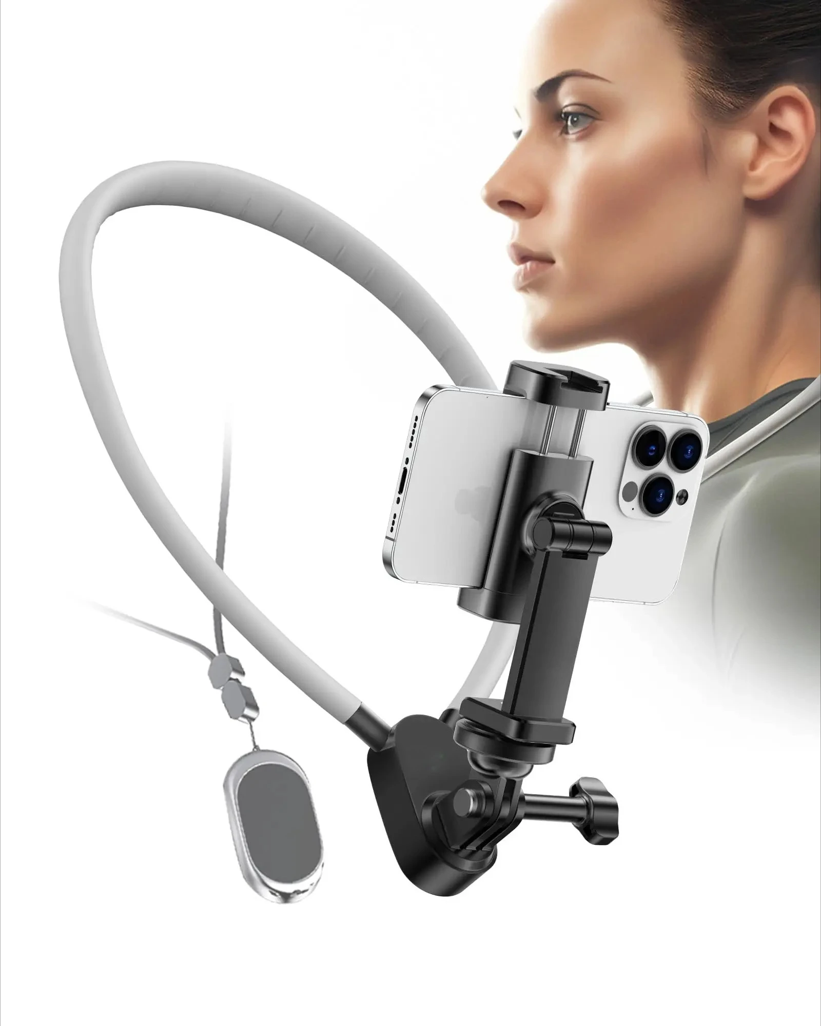 

Neck tripod phone holder for iPhone - POV/Vlog phone holder for recording, suitable for iPhone 15, 14, 13, 12 Pro Max