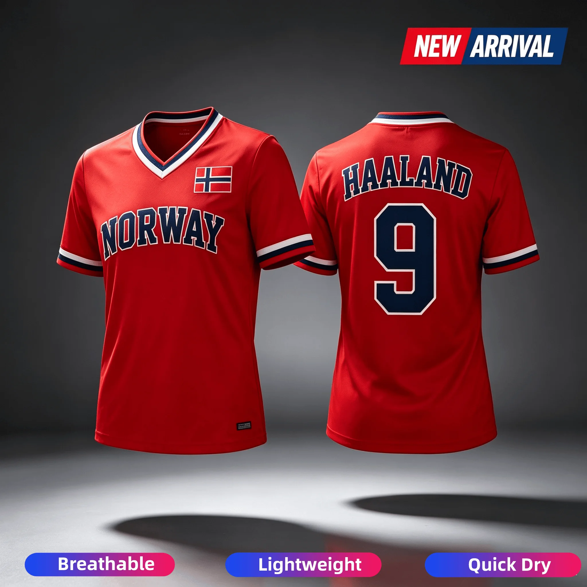Summer 2026 New Women's Men's Soccer Jersey Norway Flag NO.9 HAALAND Print T-shirt Short Sleeve Jersey Family Kids Tees Fashion